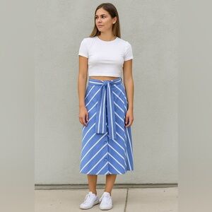 MAJE Striped A-Line Midi Skirt Size 38